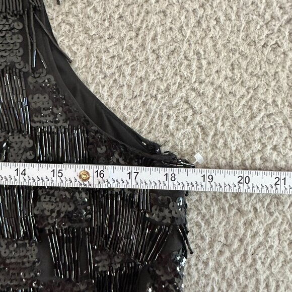 Erin Featherston Silk Beaded Dress Cocktail Scoop‎ Fringed - Picture 4 of 13